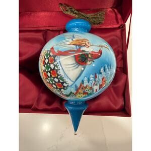 Ne'Qwa Art hand-painted glass Christmas ornament Angel Jim Shore